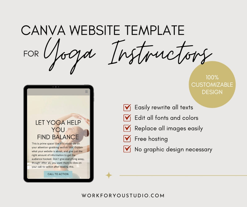 Canva Website Template for Yoga Instructors