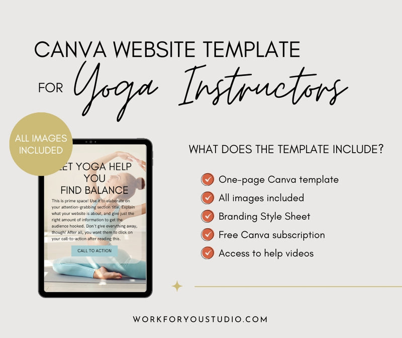 Canva Website Template for Yoga Instructors