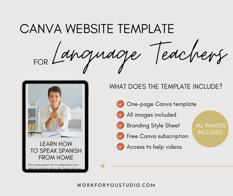 Canva Website Template for Language Tutors