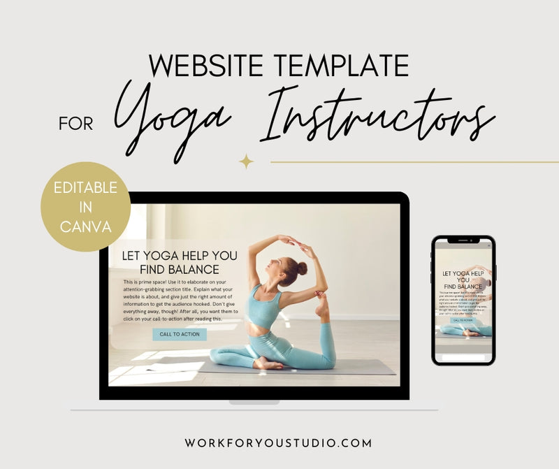 Canva Website Template for Yoga Instructors